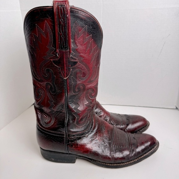 Lucchese Men’s Ostrich Quill Boots Round Toe Cowboy Western Classic Size 9A - Picture 7 of 15